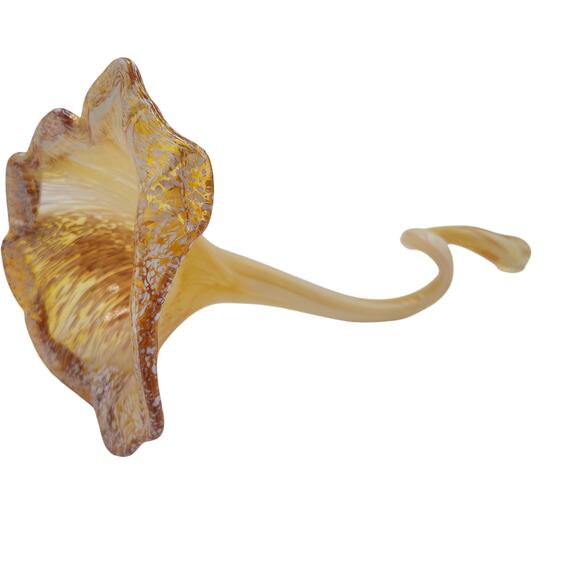 Vintage Murano Italian Glass Hand Blown Gold Open Bud Flower circa 1970s - Picture 2 of 10